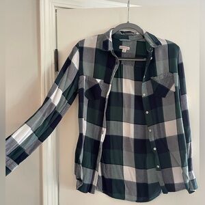 Target button up shirt, green and blue pattern